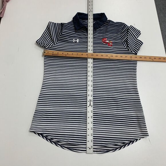 Under Armour Shirt Womens M Medium Dark Blue HeatGear Striped Performance Golf - Picture 6 of 9